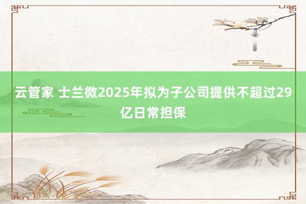 云管家 士兰微2025年拟为子公司提供不超过29亿日常担保
