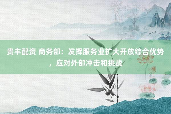 贵丰配资 商务部：发挥服务业扩大开放综合优势，应对外部冲击和挑战